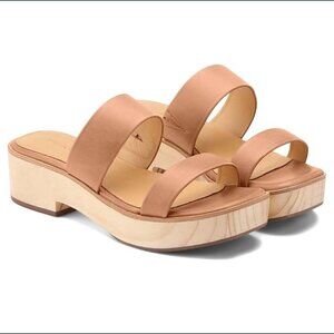 Nisolo Cognac Leather Double-Strap Platform Mules